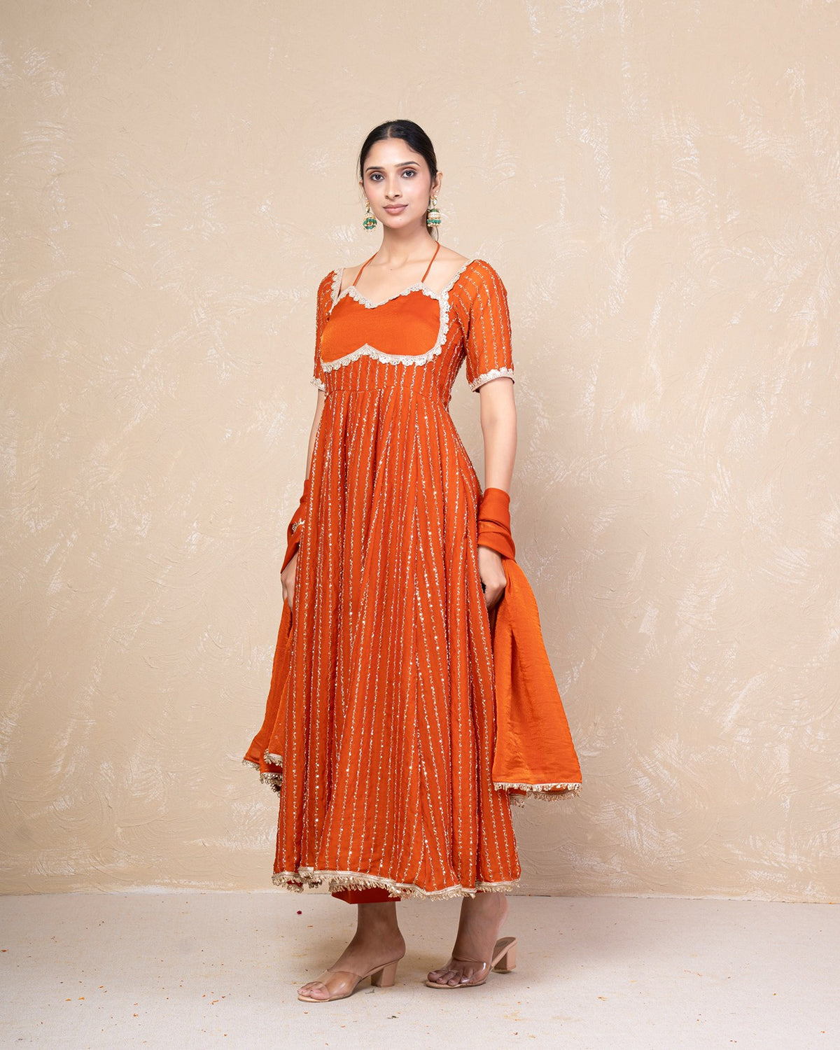 Kavya Rust Anarkali Set