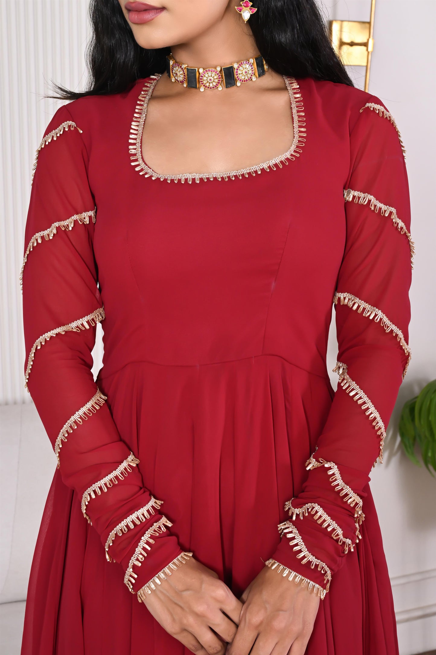 Diti maroon anarkali set