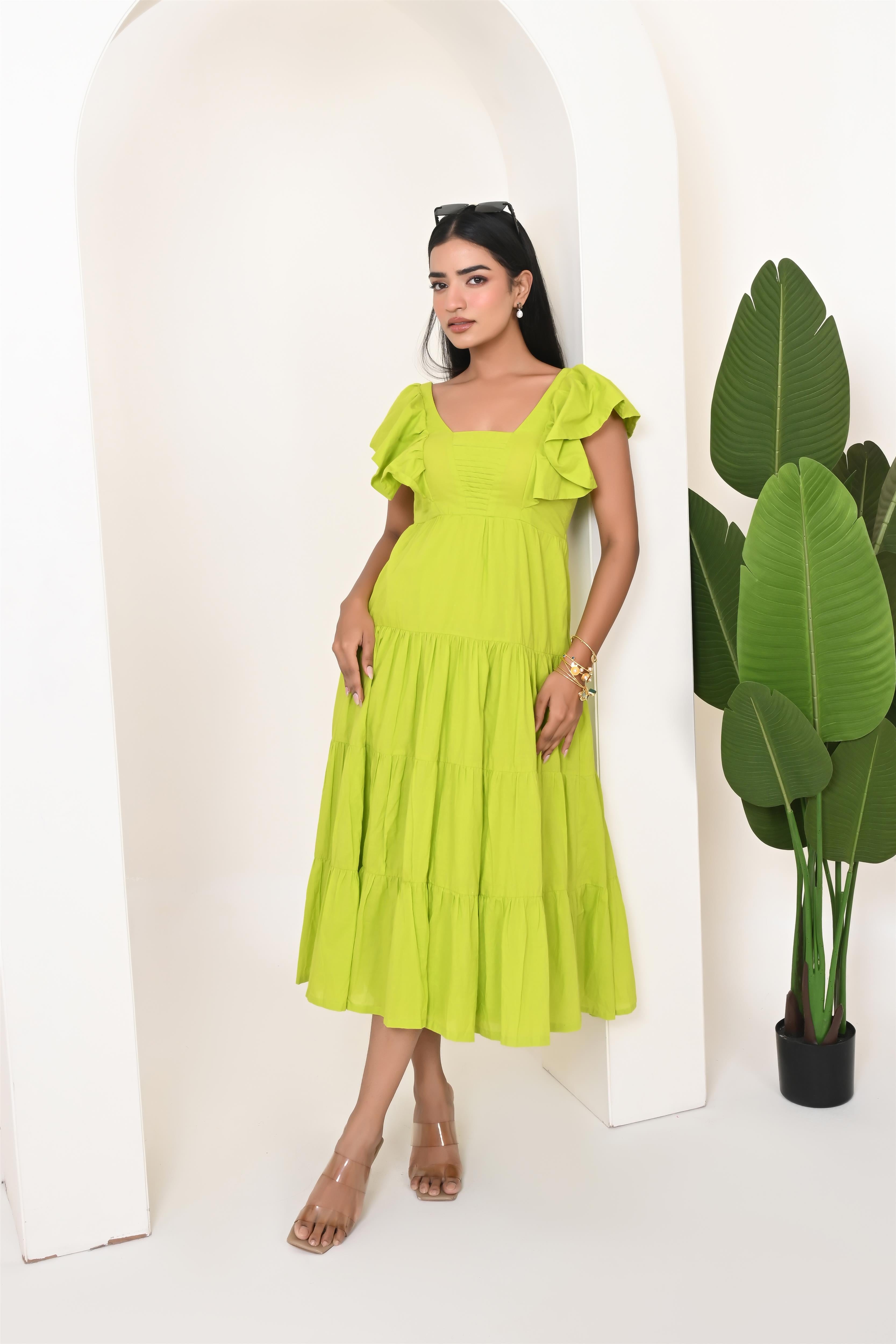 Lime green cotton dress – anishbyahinsa