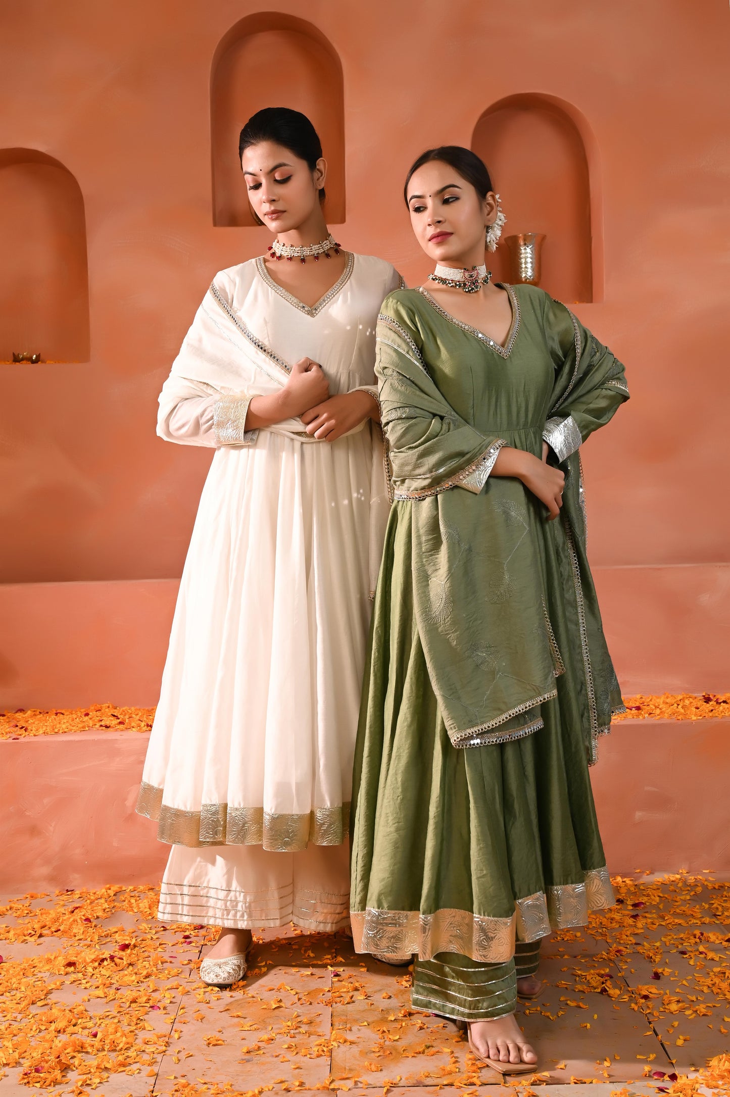 Warisha chanderi anarkali set