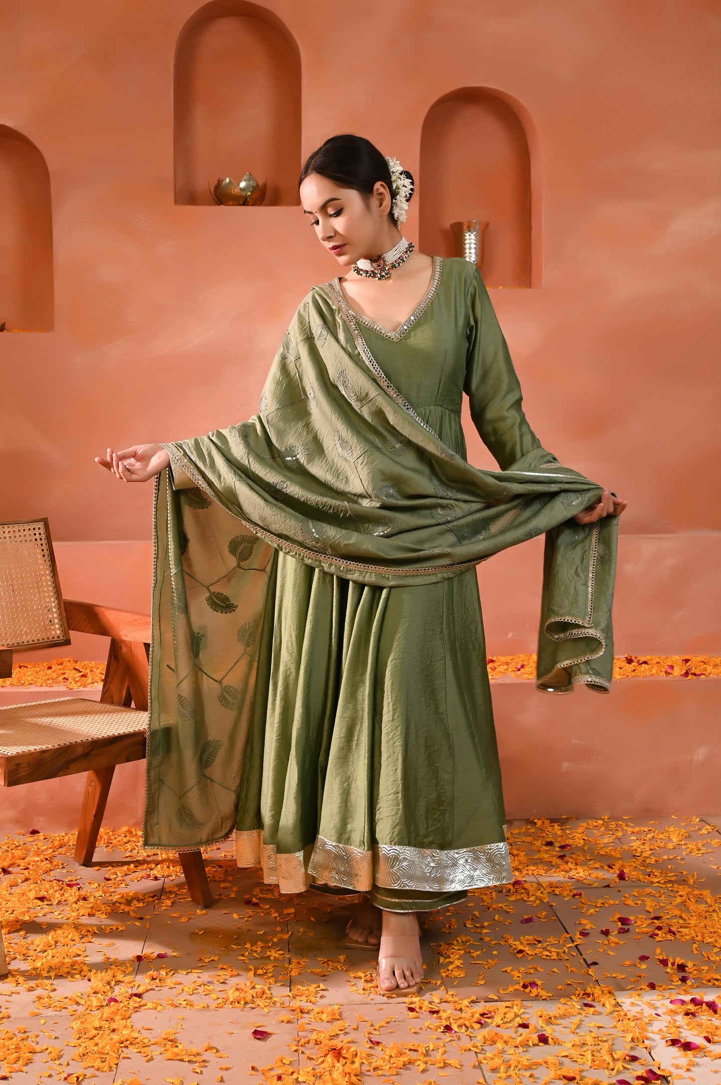 Prisha chanderi anarkali set
