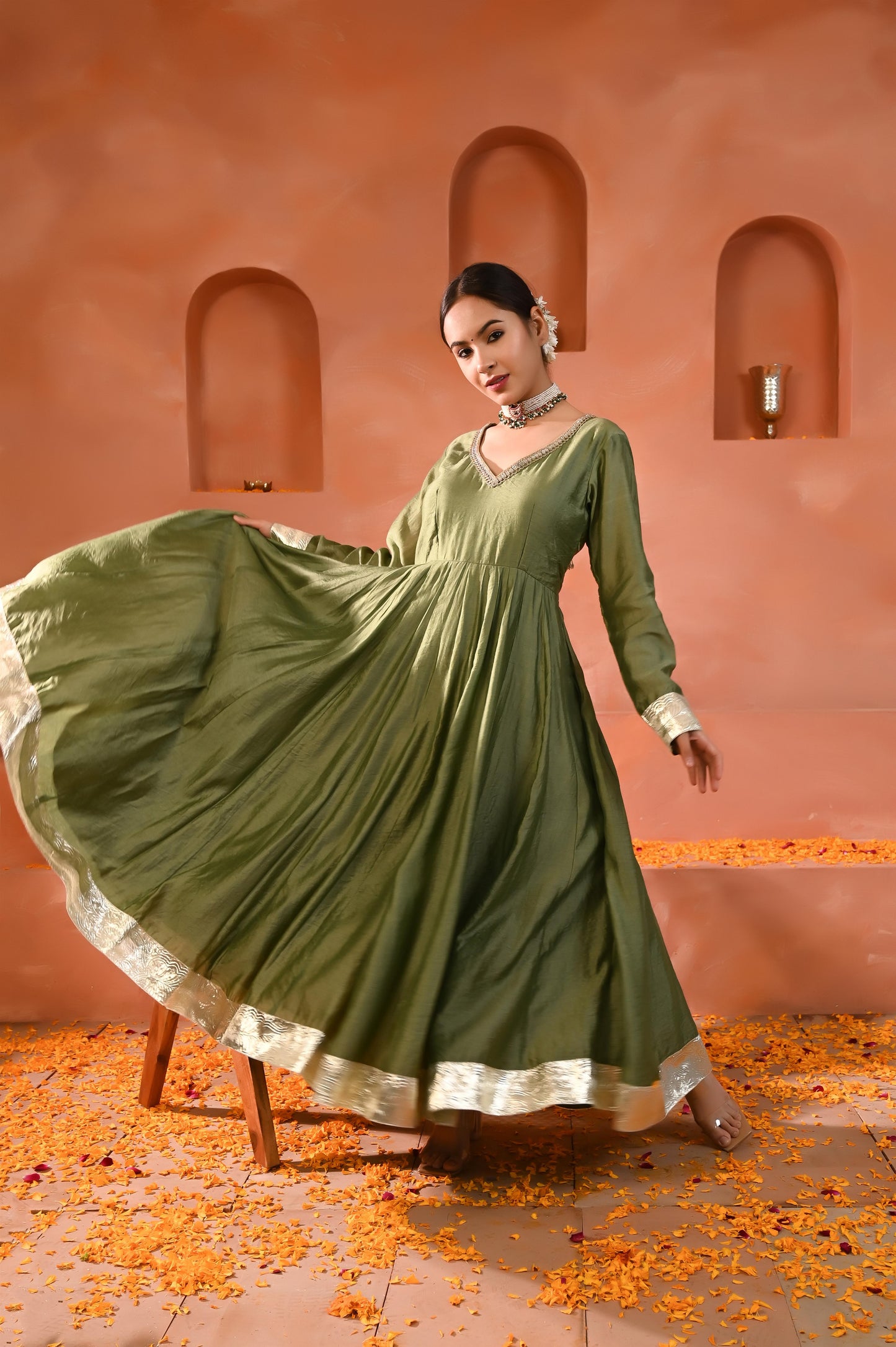 Prisha chanderi anarkali set