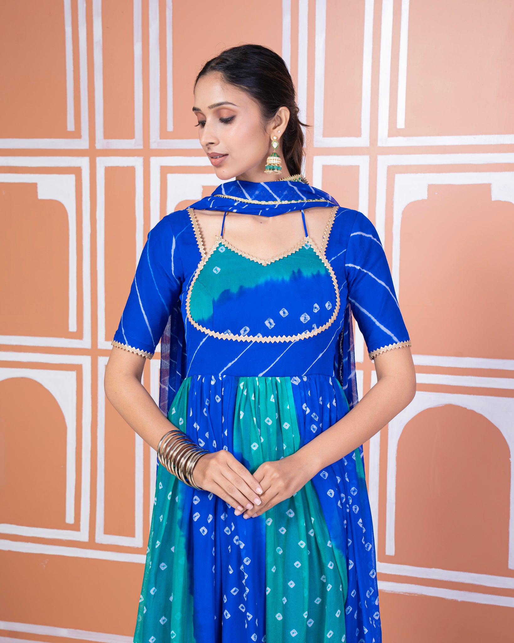 Payal chiffon bandhani anarkali set