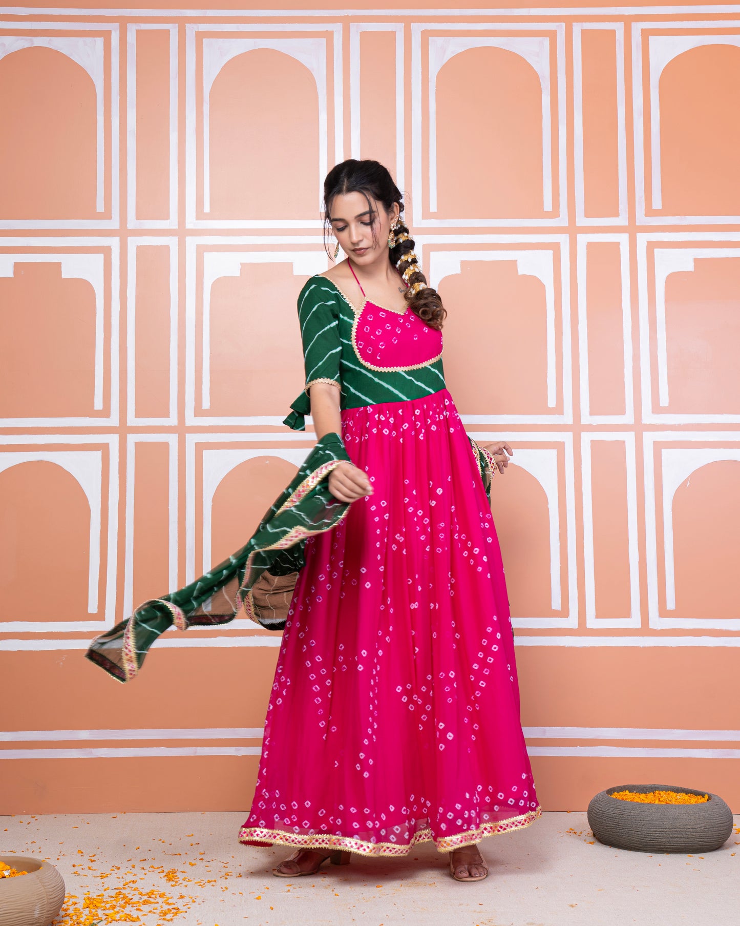 Sonal bandhani anarkali set