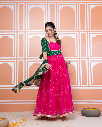 Sonal bandhani anarkali set