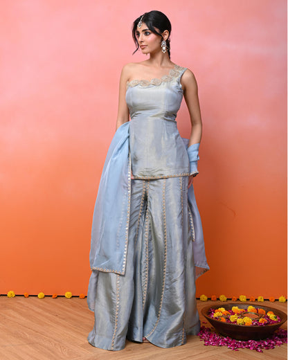 Asma Cosmo One Shoulder Sharara Set