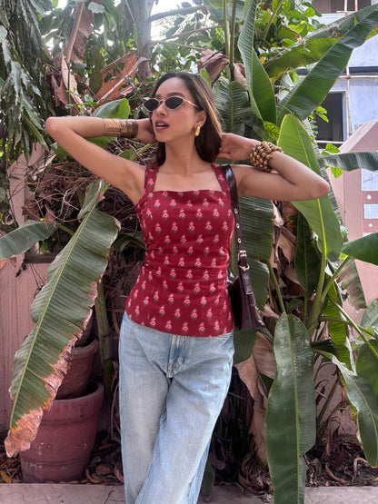 Shreya backless cotton corset top