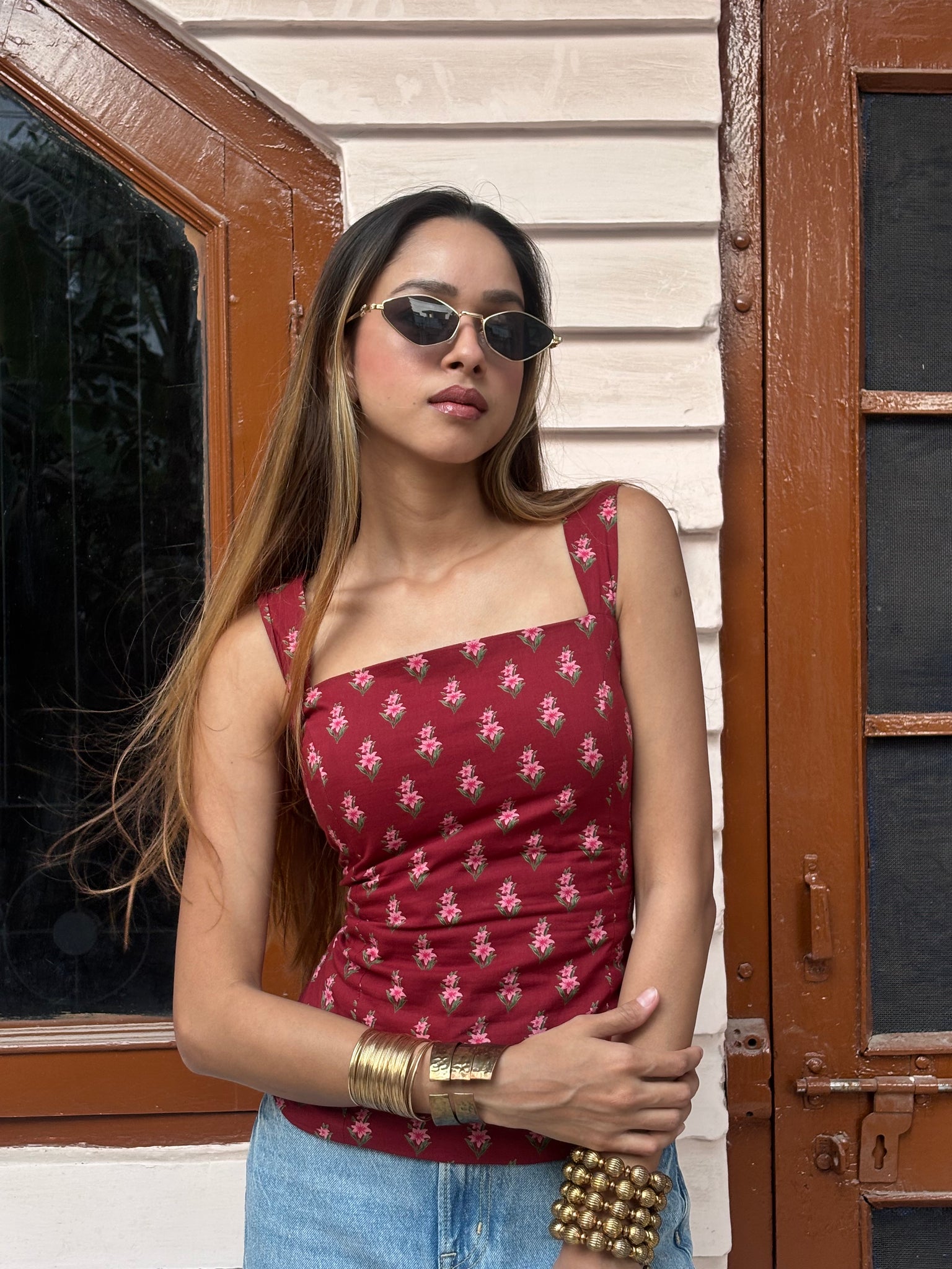 Shreya backless cotton corset top