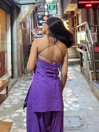 Meet cotton halter neck kurti