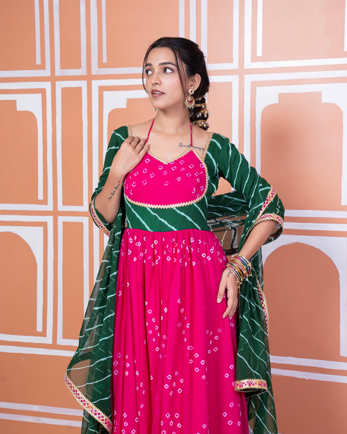 Sonal bandhani anarkali set
