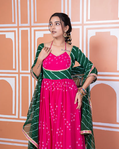 Sonal bandhani anarkali set