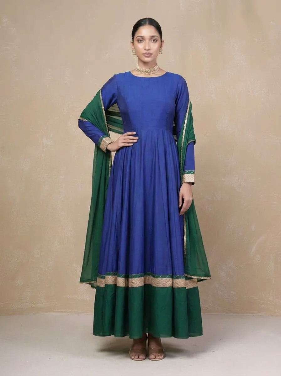 Vasundara blue-green Anarkali Set