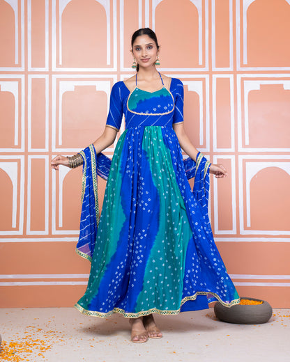 Payal chiffon bandhani anarkali set