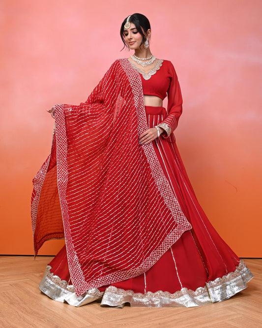 Sukhmani Red Georgette Lehanga Set