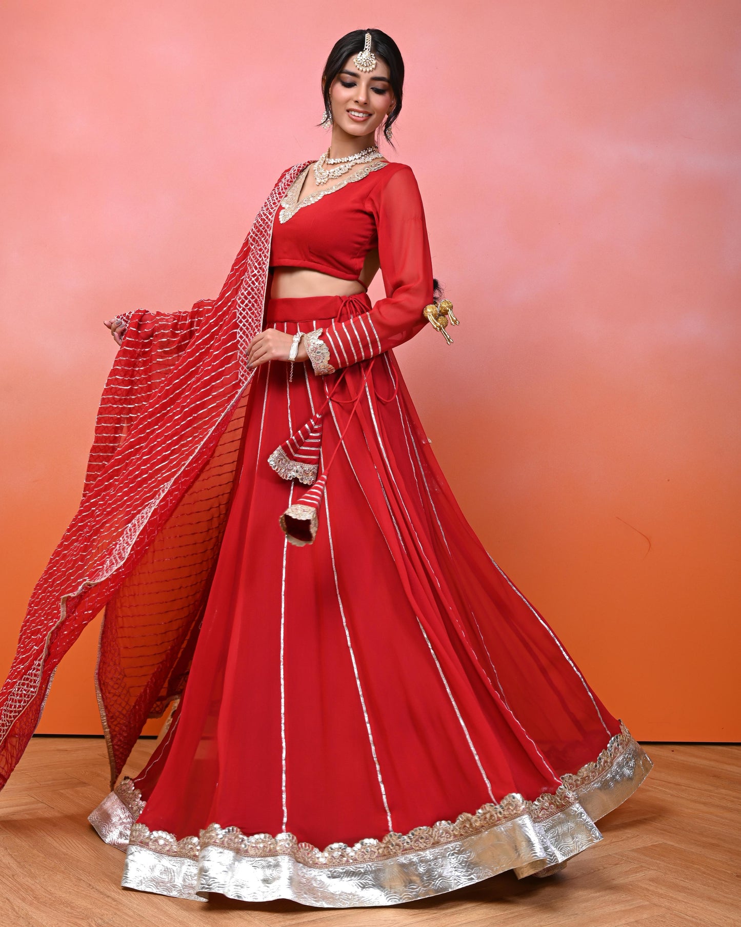 Sukhmani Red Georgette Lehanga Set