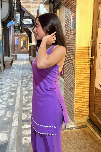 Meet cotton halter neck kurti