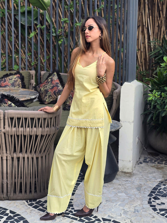 Preet halter neck kurta with farshi salwar