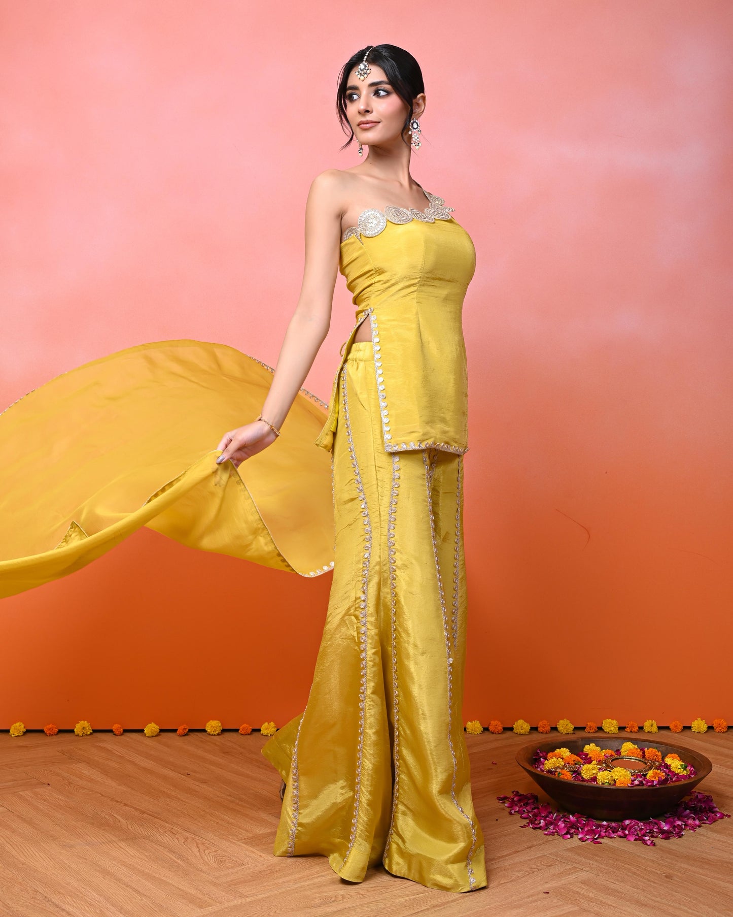Anya Cosmo One Shoulder Sharara Set