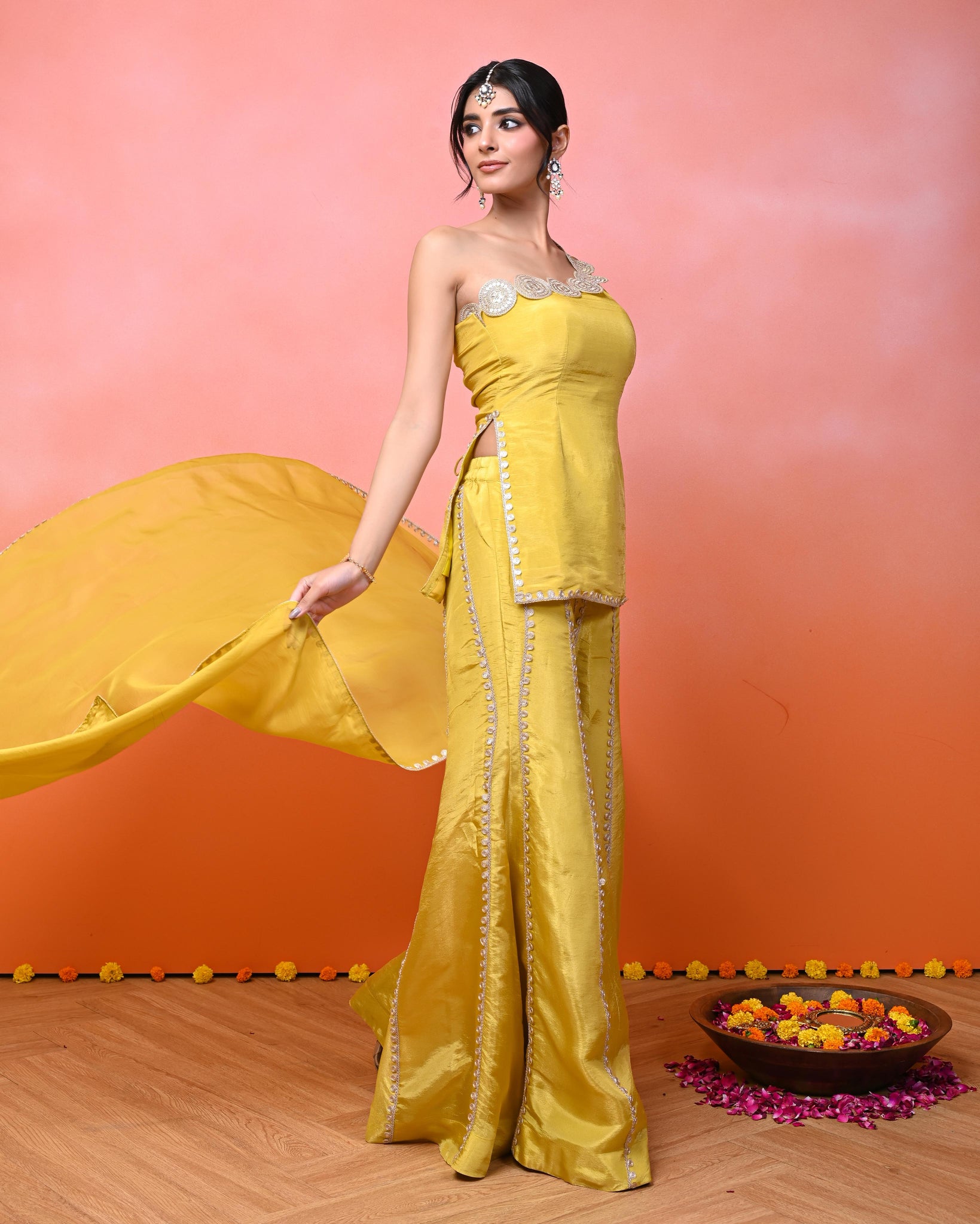 Anya Cosmo One Shoulder Sharara Set