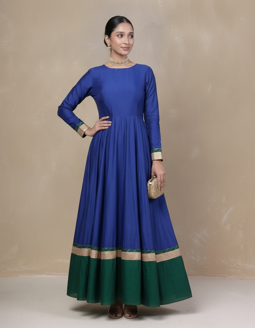 Vasundara blue-green Anarkali Set