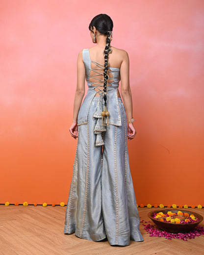 Asma Cosmo One Shoulder Sharara Set