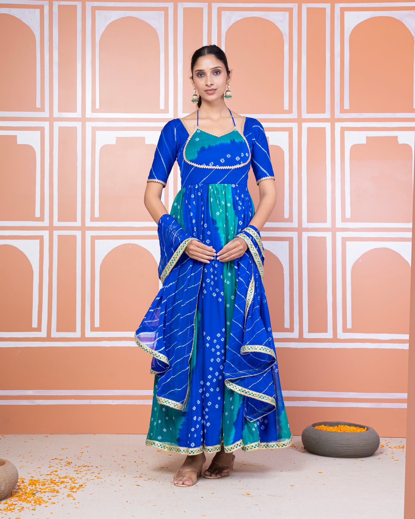 Payal chiffon bandhani anarkali set