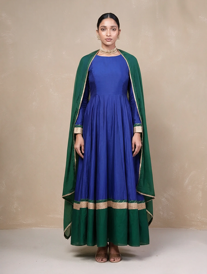 Vasundara blue-green Anarkali Set