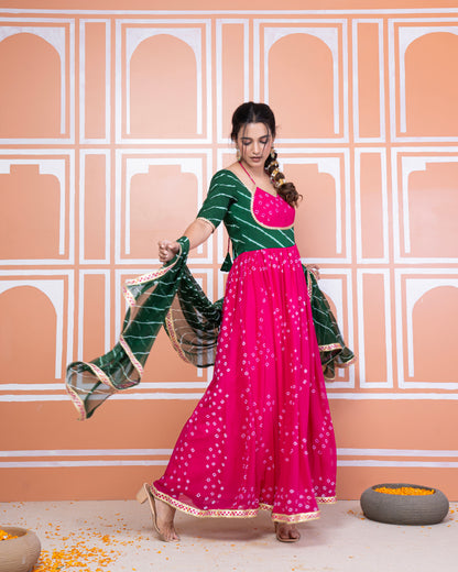 Sonal bandhani anarkali set