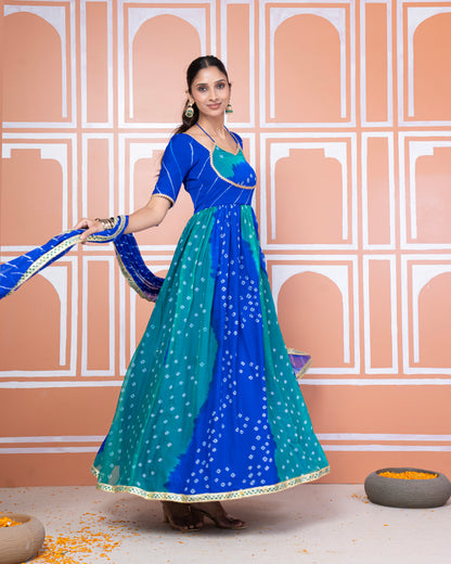 Payal chiffon bandhani anarkali set