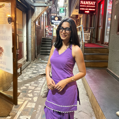 Meet cotton halter neck kurti