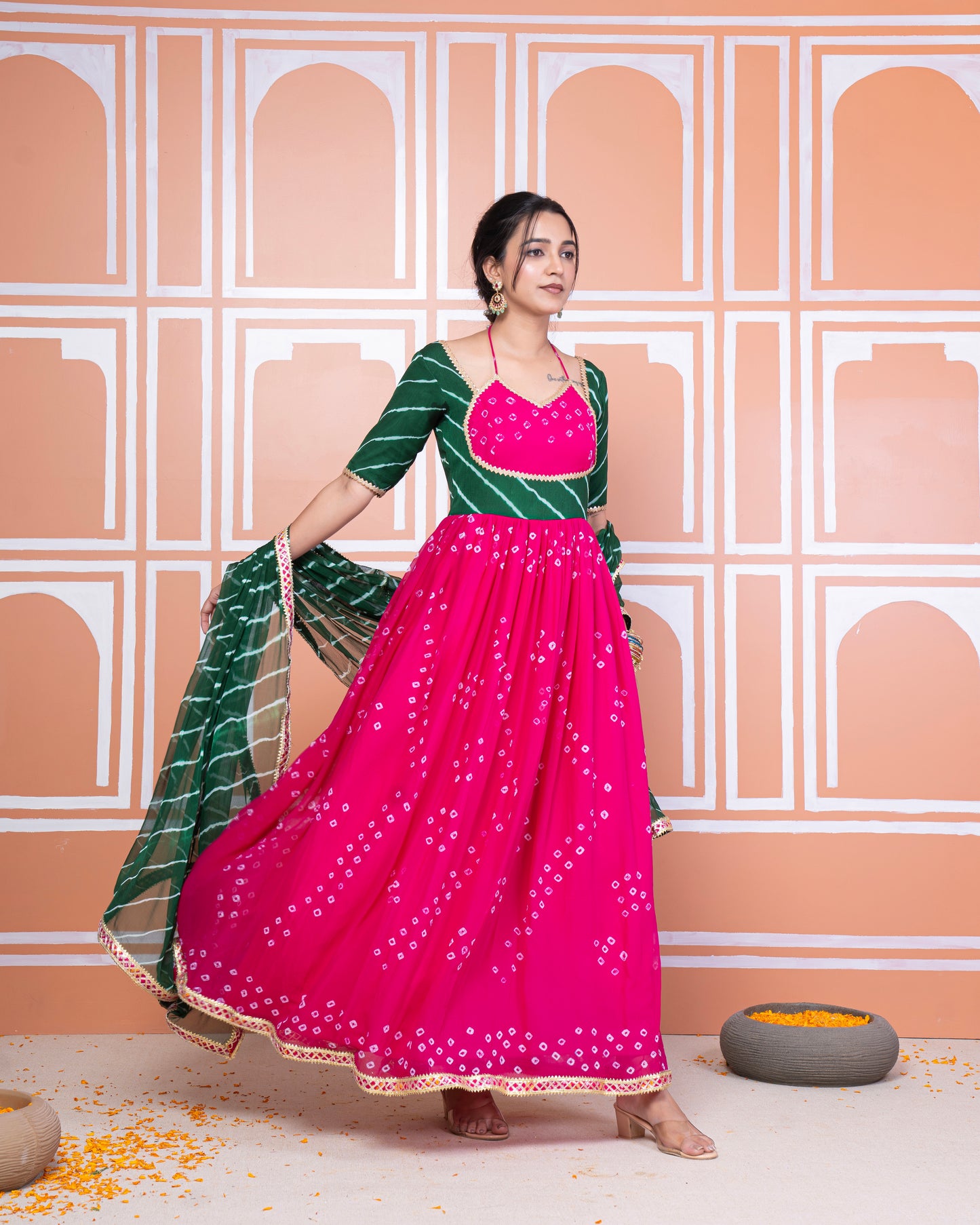 Sonal bandhani anarkali set