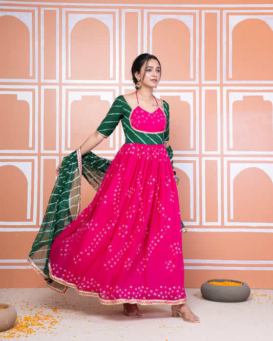 Sonal bandhani anarkali set
