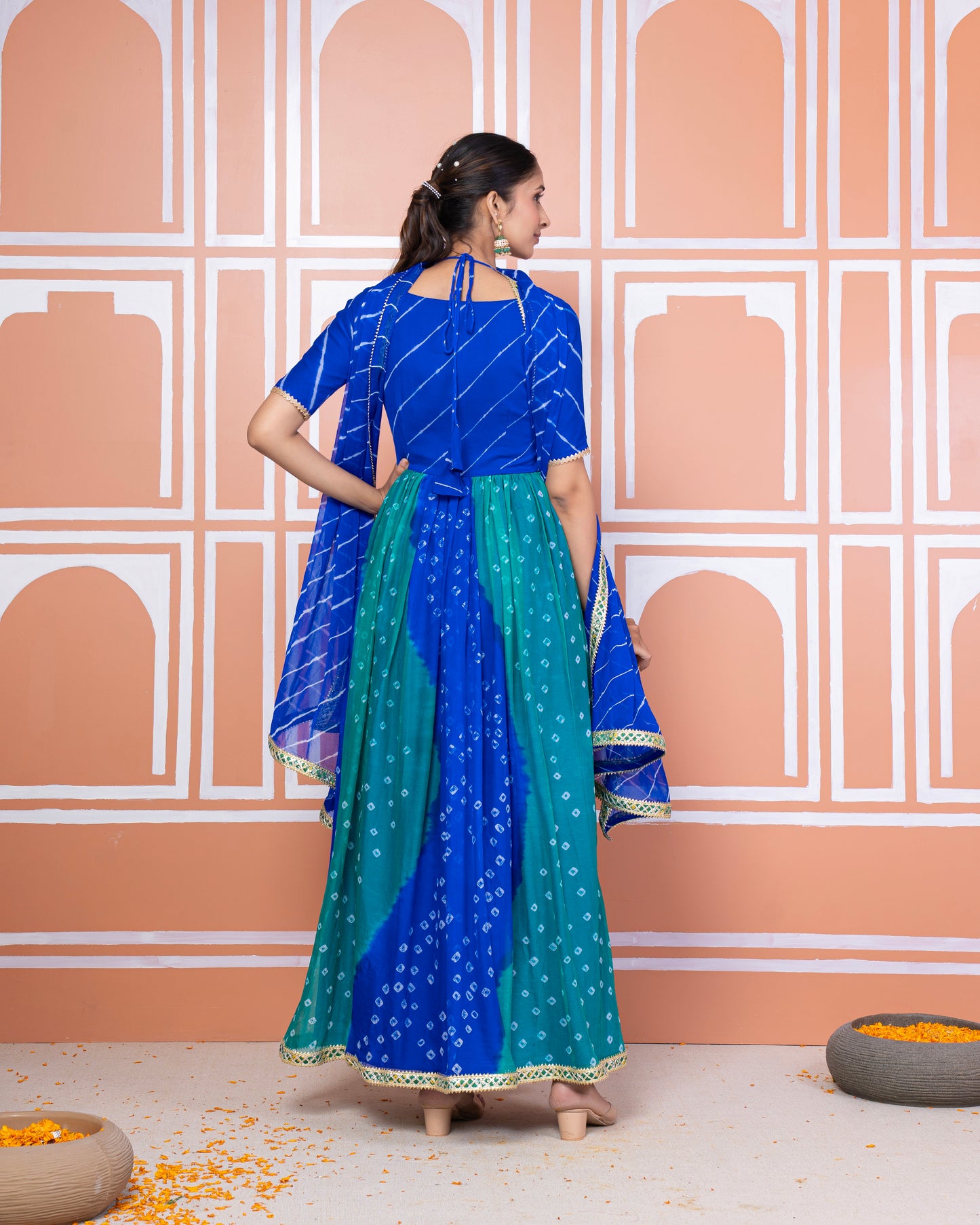 Payal chiffon bandhani anarkali set