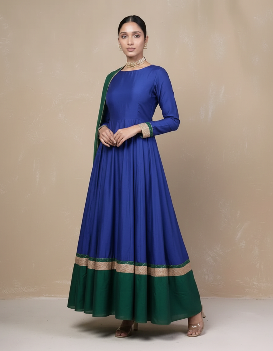 Vasundara blue-green Anarkali Set