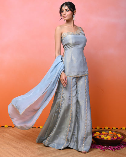 Asma Cosmo One Shoulder Sharara Set