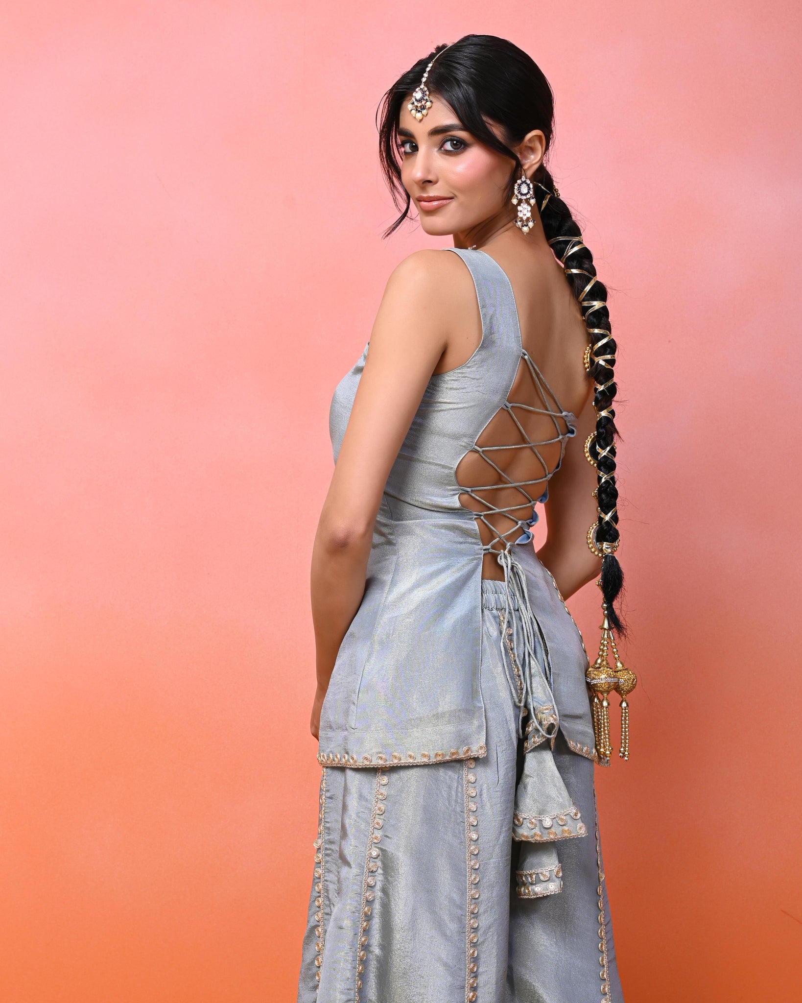 Asma Cosmo One Shoulder Sharara Set