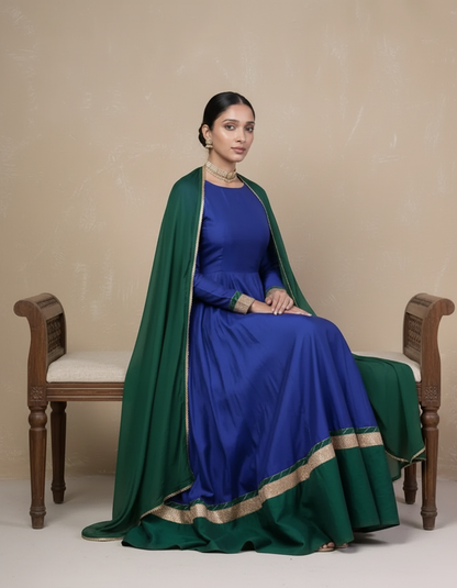 Vasundara blue-green Anarkali Set