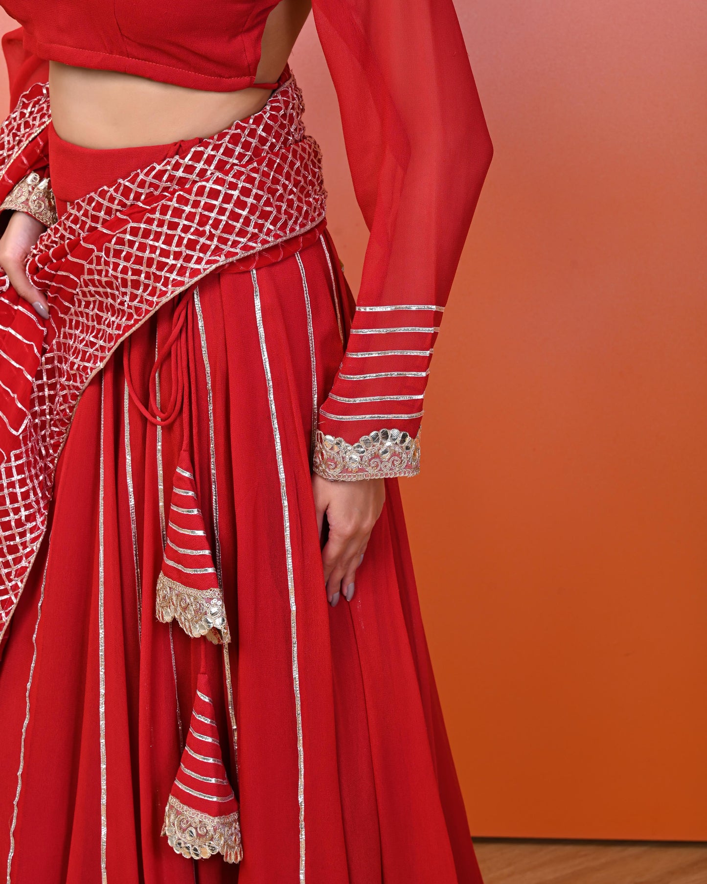 Sukhmani Red Georgette Lehanga Set