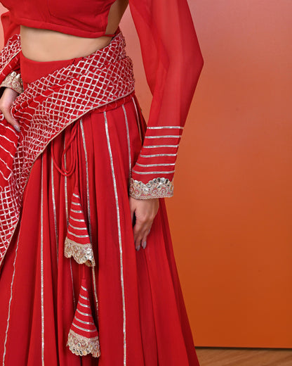 Sukhmani Red Georgette Lehanga Set