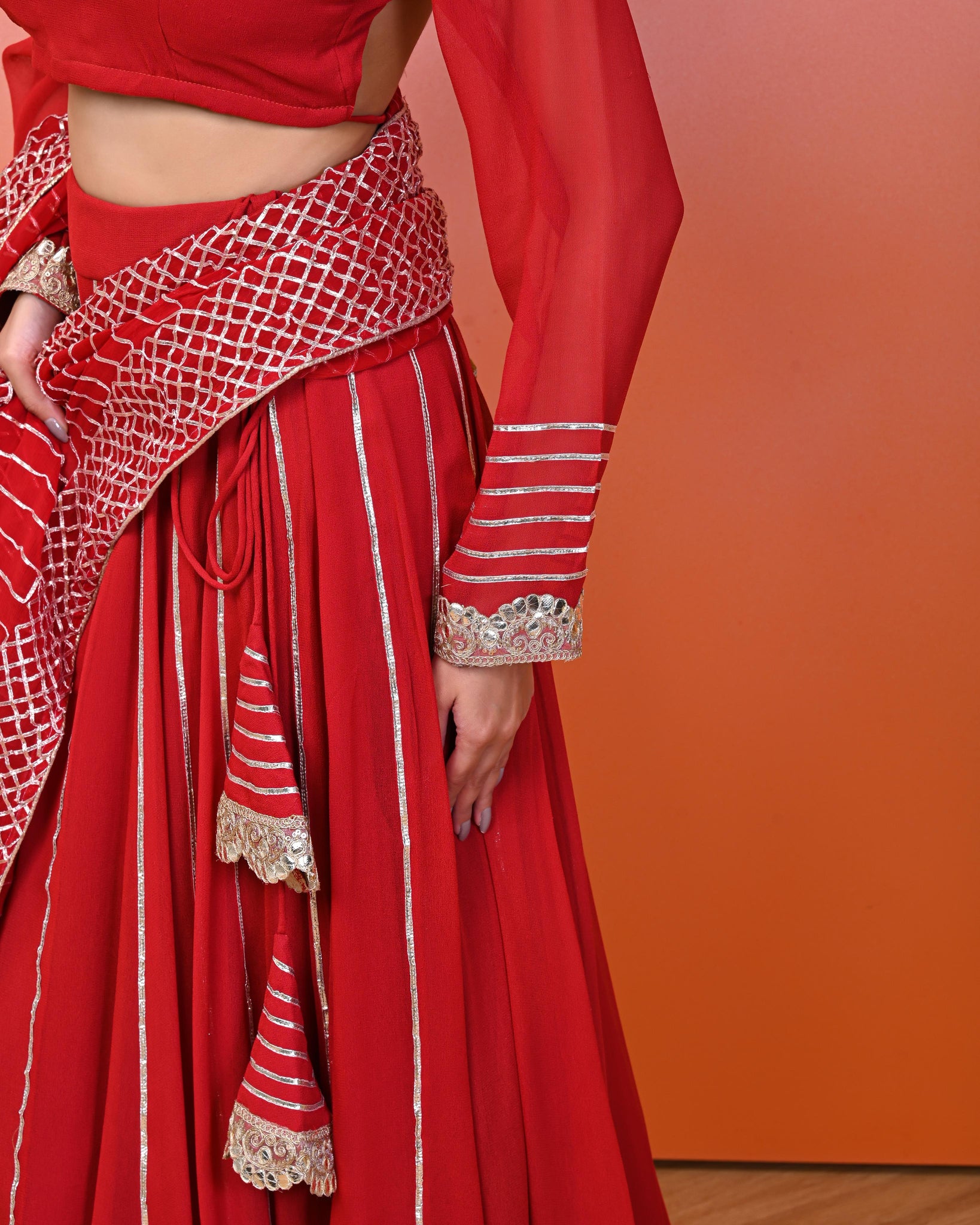 Sukhmani Red Georgette Lehanga Set