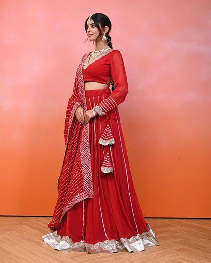 Sukhmani Red Georgette Lehanga Set