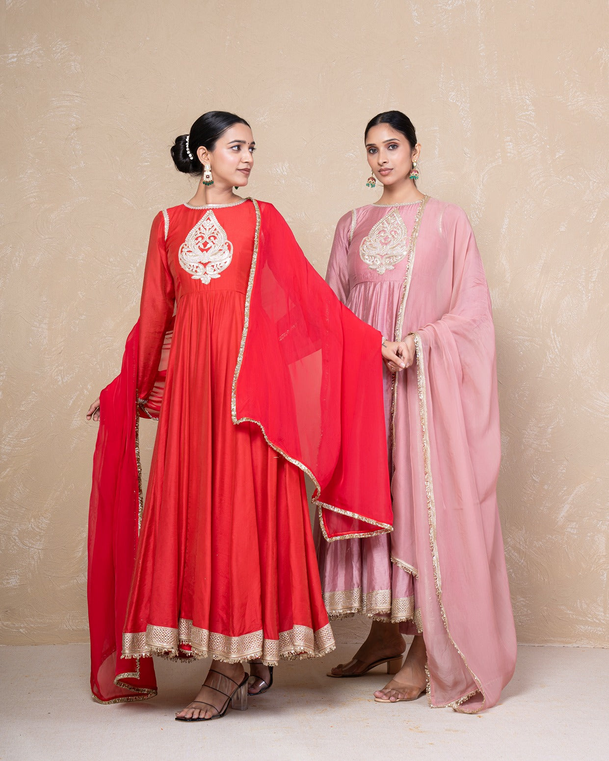 Vibhuti Red Chanderi Anarkali Set