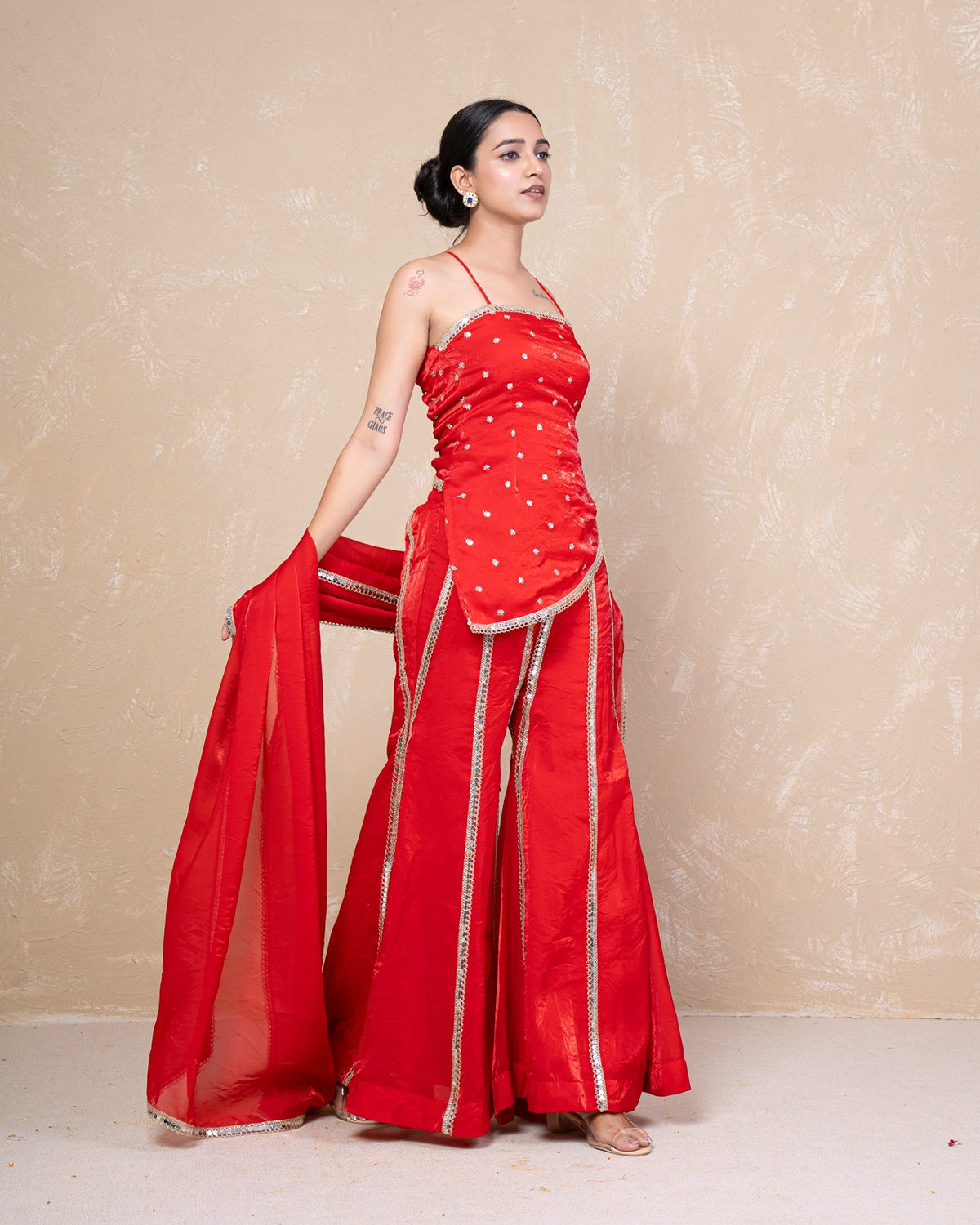Shararat Red Silk Sharara Set