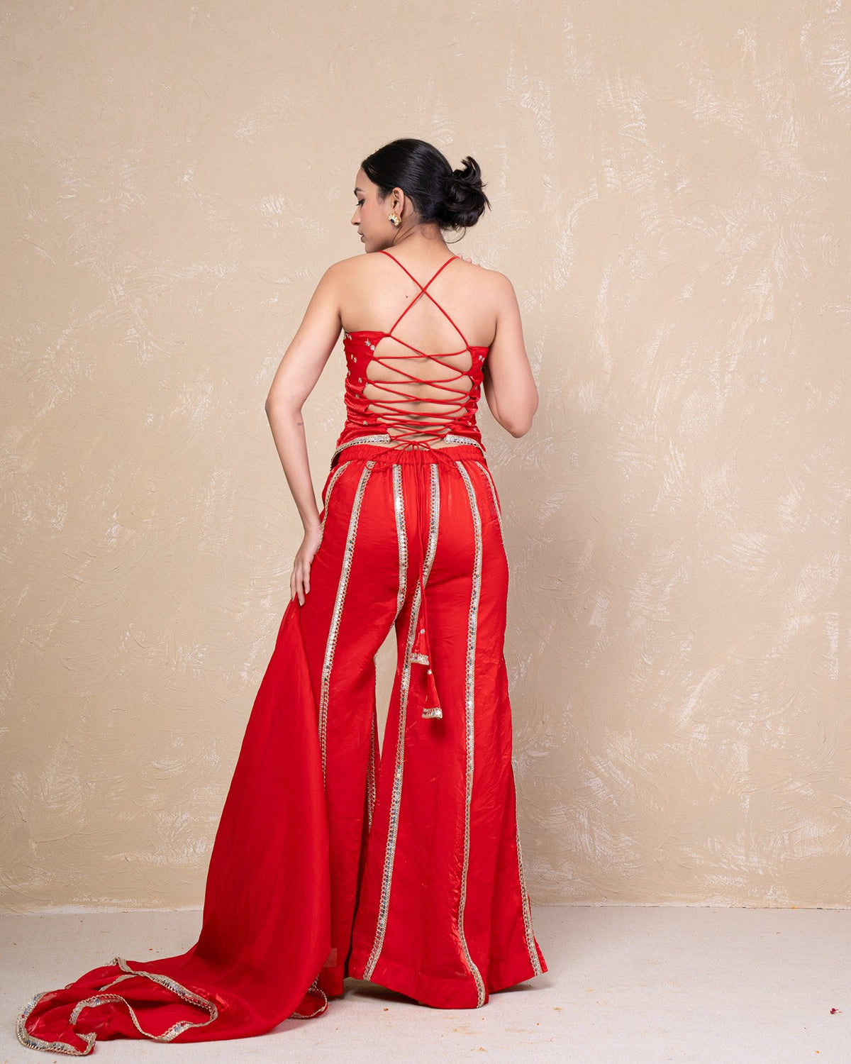 Shararat Red Silk Sharara Set