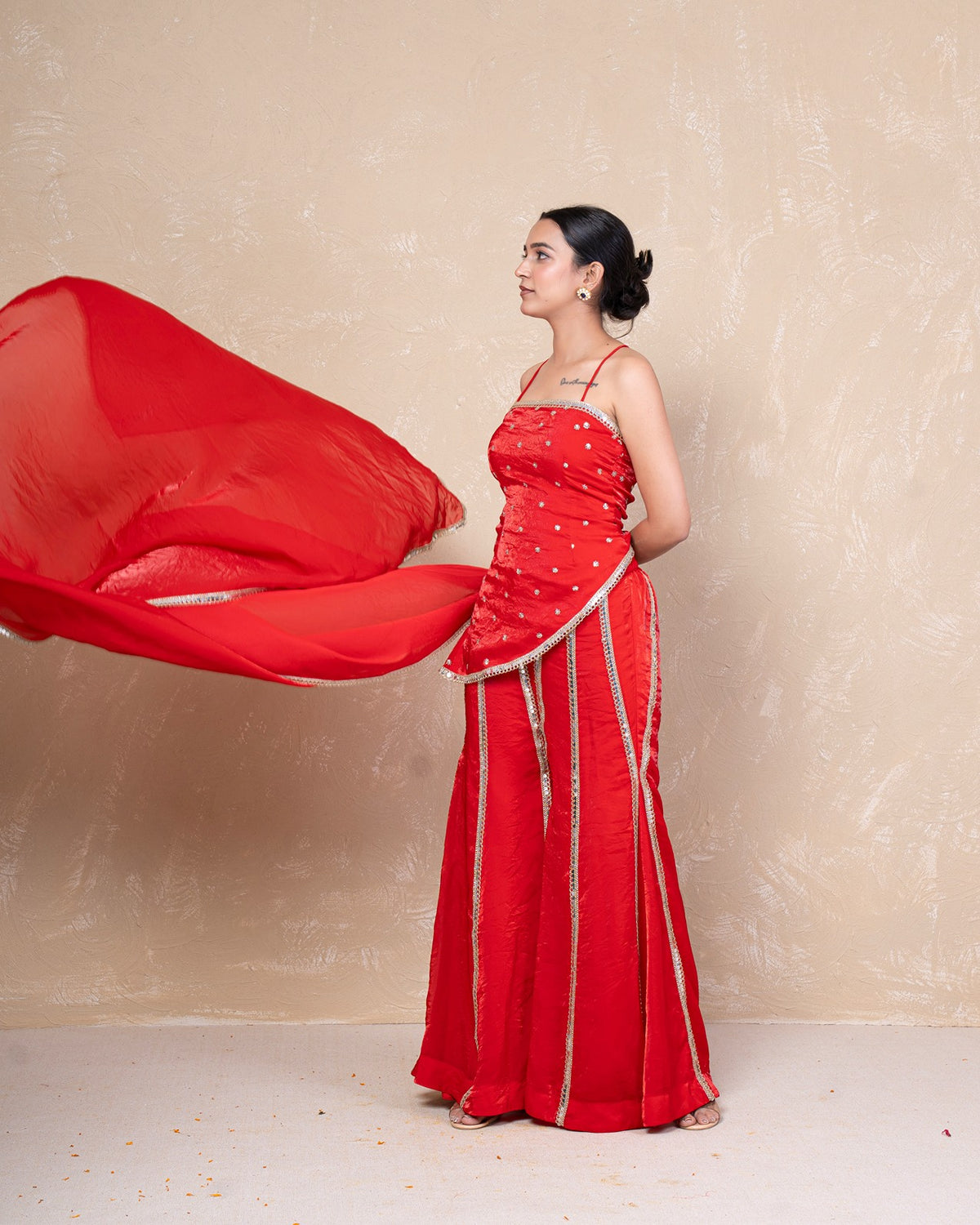 Shararat Red Silk Sharara Set