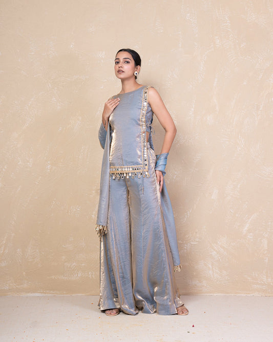 Mahika Mirror Silk Sharara Set