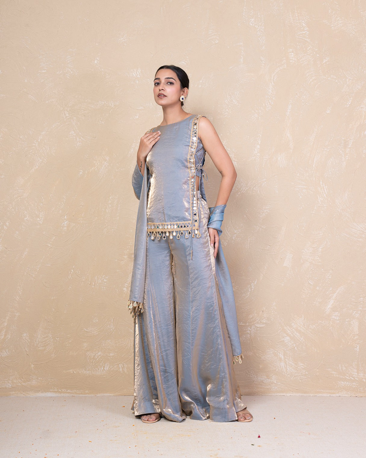 Mahika Mirror Silk Sharara Set