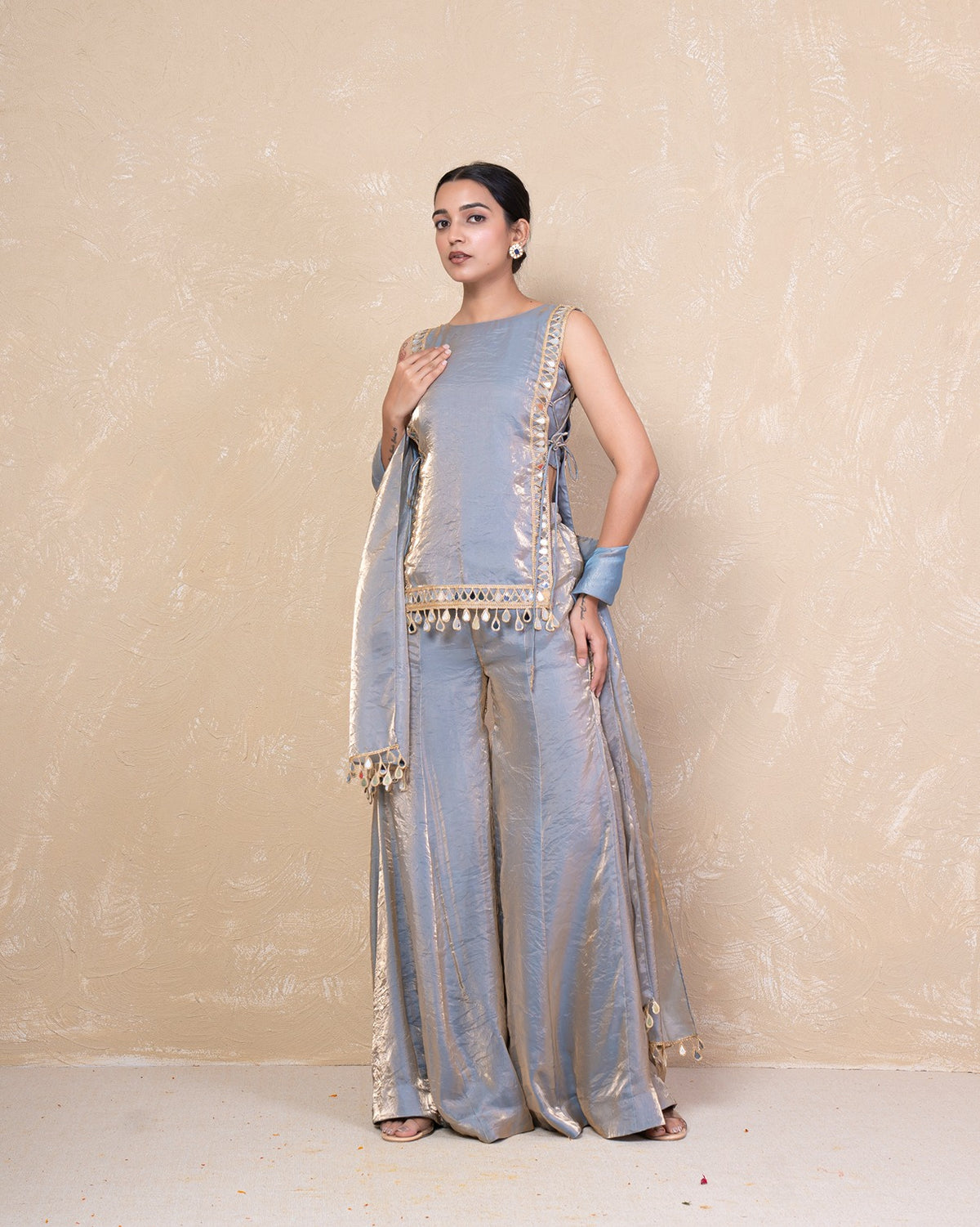Mahika Mirror Silk Sharara Set