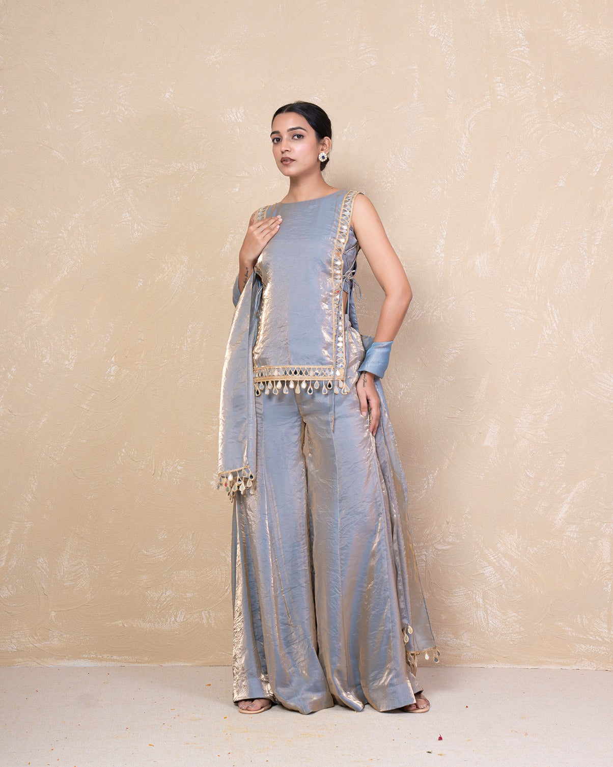 Mahika Mirror Silk Sharara Set