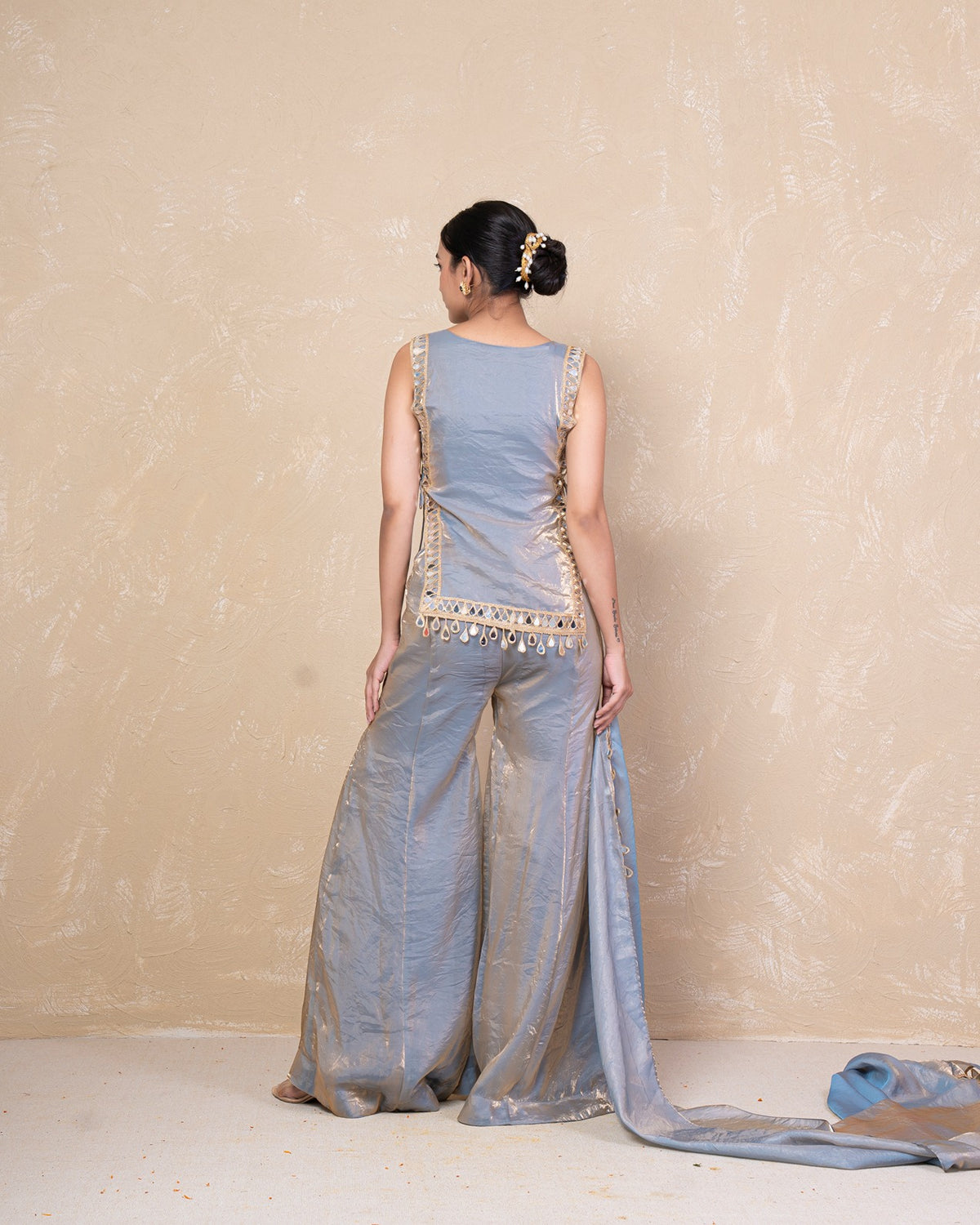 Mahika Mirror Silk Sharara Set